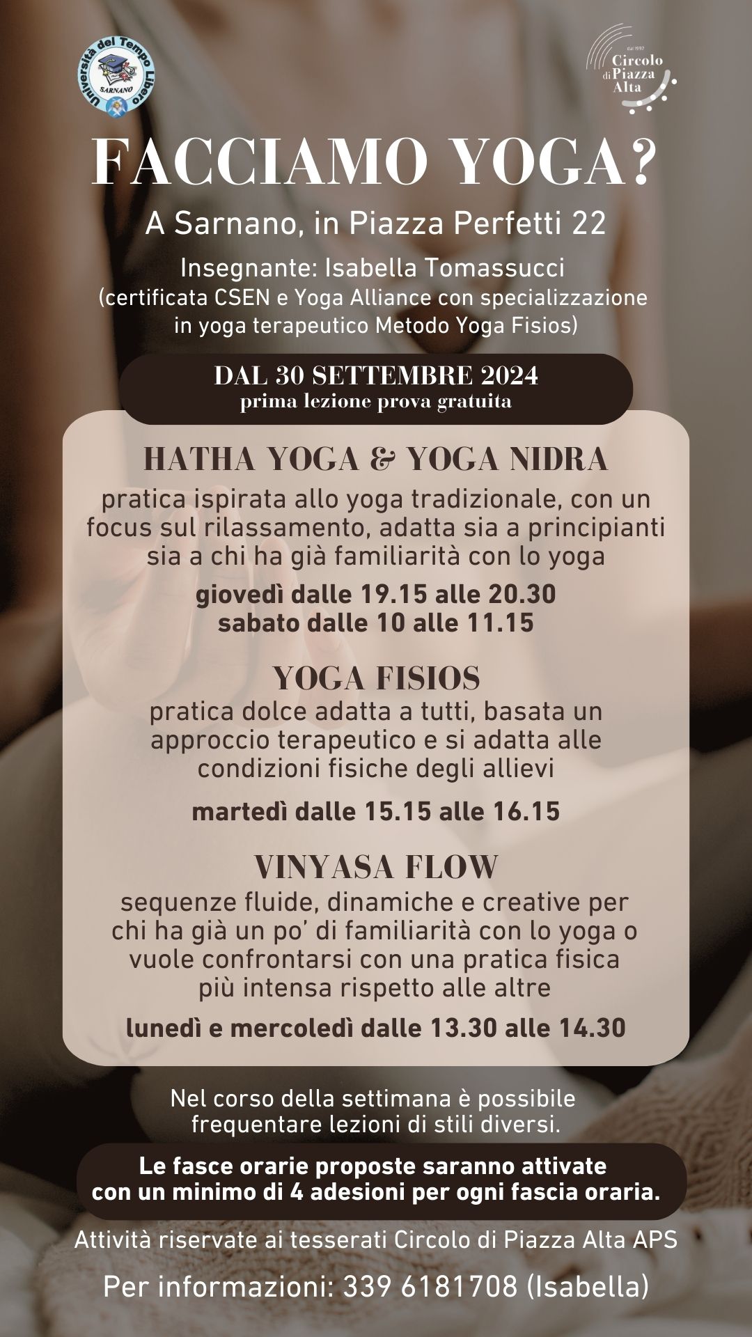 Yoga a Sarnano con Isabella Tomassucci - APS Circolo di Piazza Alta e Università del Tempo Libero