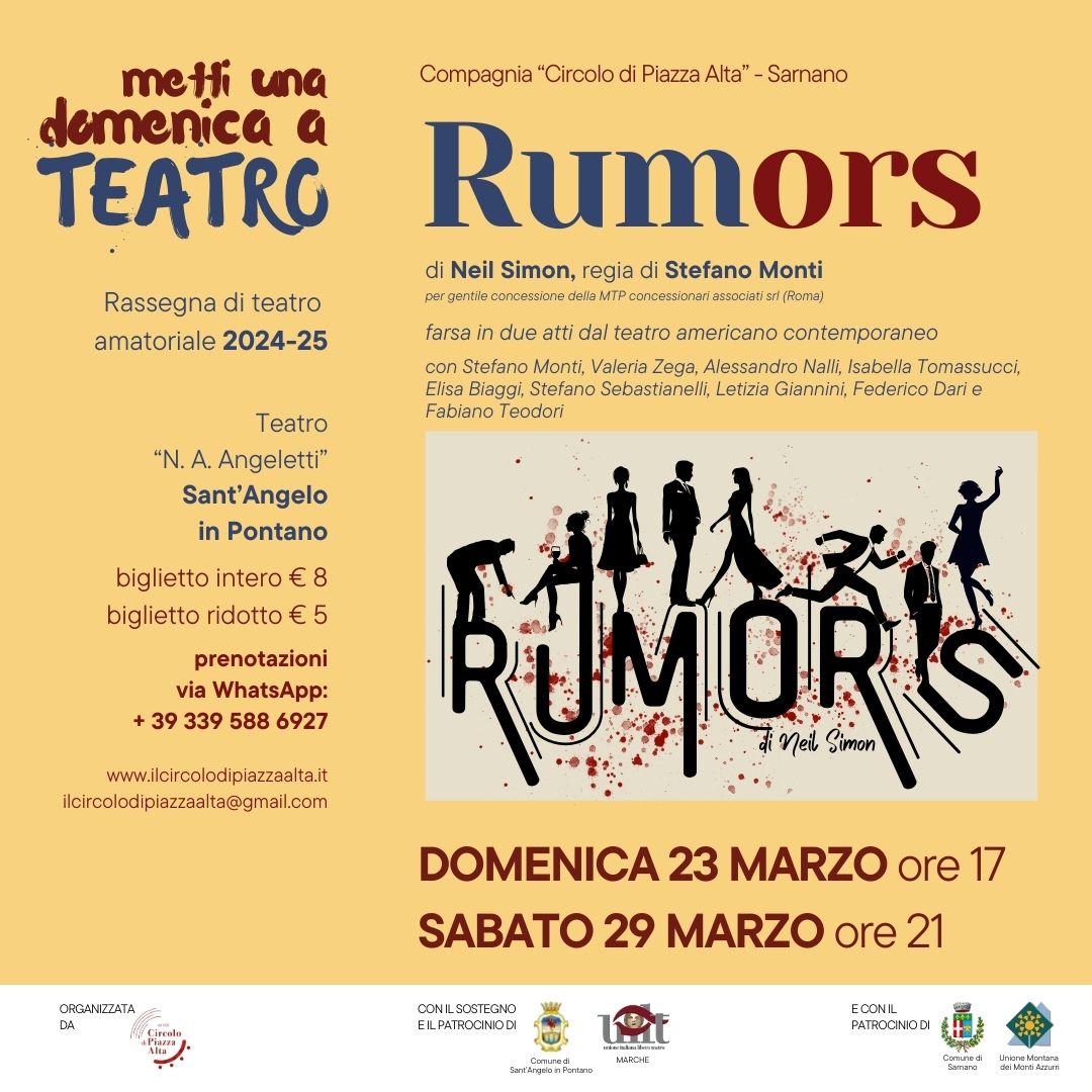 6 Rumors di Neil Simon - Regia di Stefano Monti - Compagnia APS Circolo di Piazza Alta