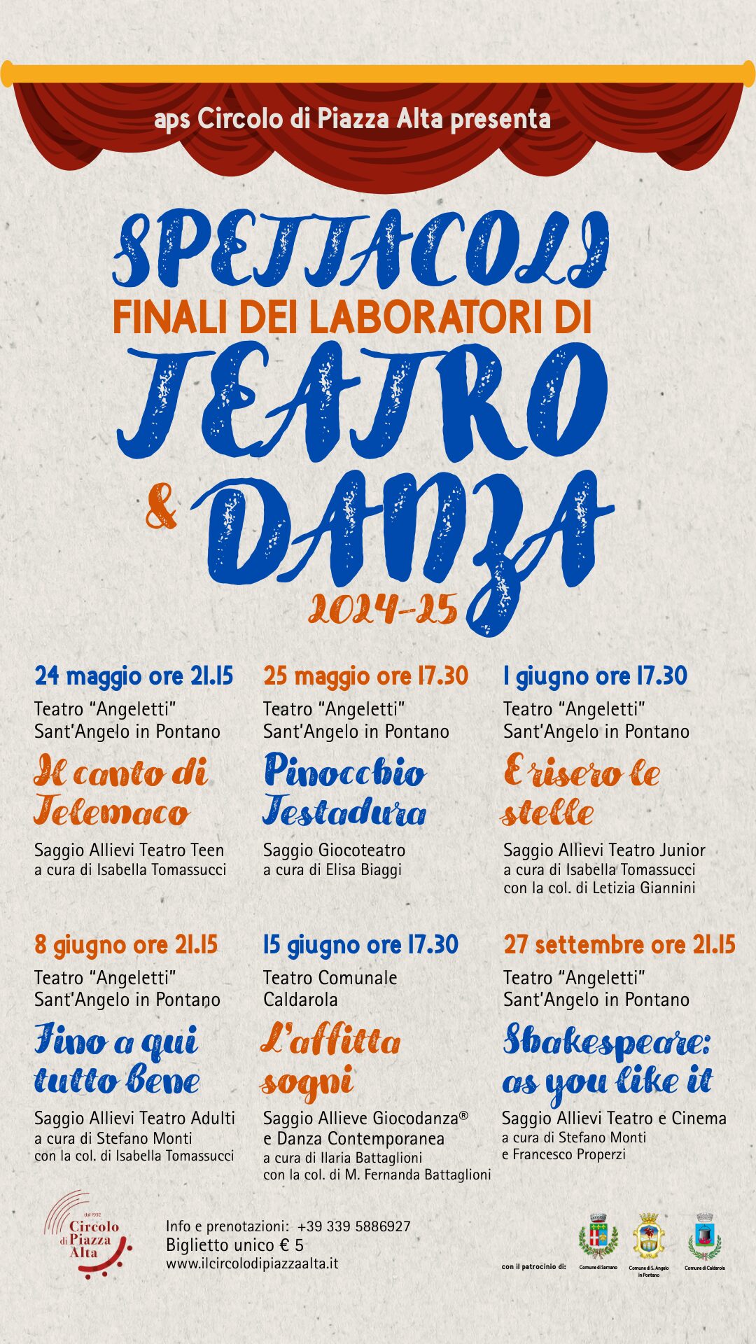 Spettacoli finali 2025 laboratori di teatro e danza Circolo di Piazza Alta